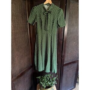 Womens Zapaka Green Polka Dot Dress Size Small
